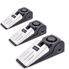 Door Stop Alarm, Stopper with 120DB Security Floor 3 Pack, Black