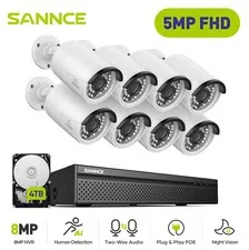 SANNCE 4K 8CH NVR 5MP POE Security Camera System Two Way Audio Human Detection
