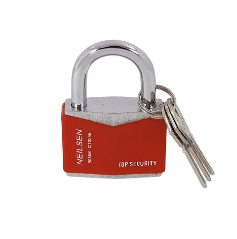 Padlock 50mm Chrome Plated Iron Body Plastic Cover Anti-Pick Pin Tumbler 3 Keys
