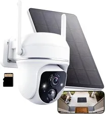 3MP 2K Solar PTZ Security Camera, Battery Wireless Outdoor 360° View,AI Motio...