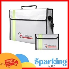 Reflective Water-Resistant Fireproof Bag for Valuables - 15x12x5 inches