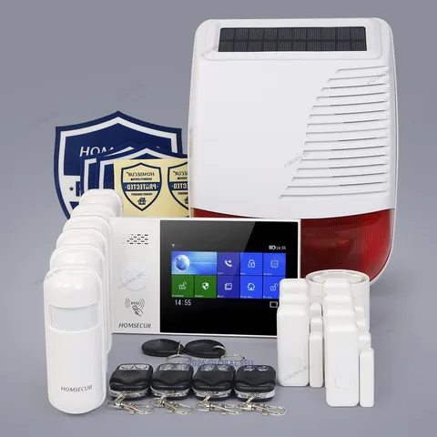 HOMSECUR Wireless 17Piece 4G+WiFi Home RFID Alarm System+Wired Siren+Flash Siren