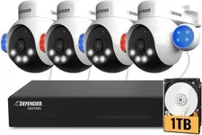 Defender AI Powered Sentinel 4K Wired Security Camera System 4 Cameras 1TB 