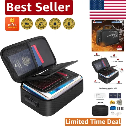 Portable Fireproof Wallet Bag with Lock - Perfect for Cash, Cards & Passport