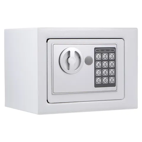 Small Safe Box Security Safe Box with Combination Lock Alarm System White