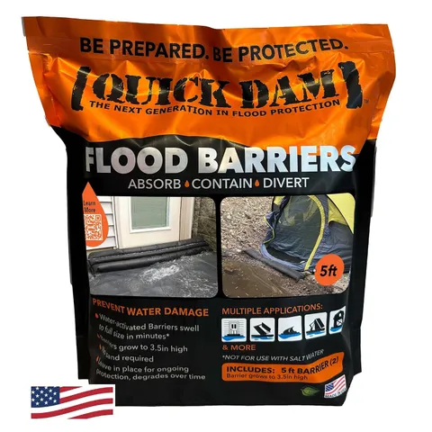 Quick Dam 5ft Water Activated Flood Barrier Kit Flood Protection Emergency