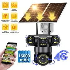 4G Solar 4-Lens Security Camera Waterproof 2-Way Audio Outdoor PTZ Surveillance