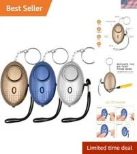 Emergency Safety Alarm Keychain 3 Pack with LED Lights - 145DB Protection