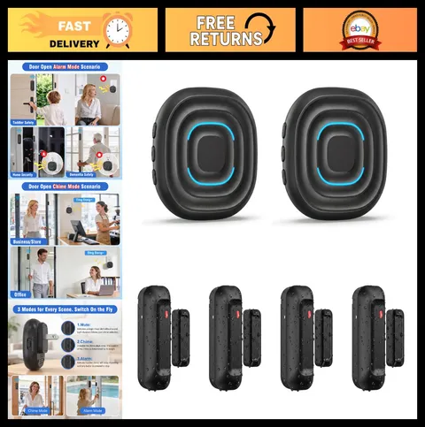 2-in-1 Door Chime Alarm - Waterproof Sensor, 800FT Range, 30 Melodies, Safety Al