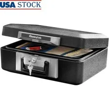 Fireproof Safe Box Key Lock Durable Security Storage Documents Valuables New