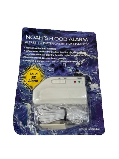 Noah's Flood Alarm Alerts Water Overflow Loud LED Alarm Laundry/Boiler Room New!