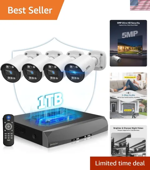 Advanced 8-Channel 5MP Wired Camera Security Kit with 1TB Storage & Night Vision