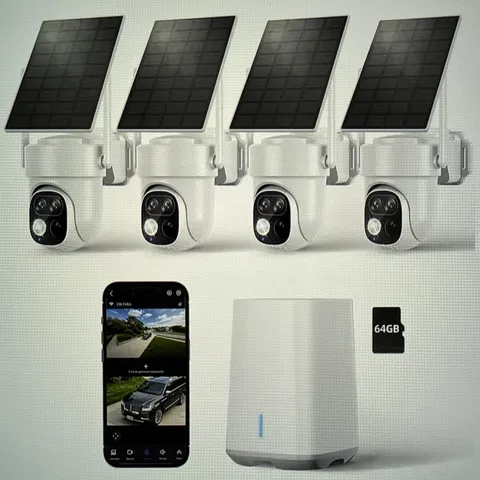 Wireless Solar Security Camera System ,2K Dual Lens, Cross Tracking, 360°, IP65