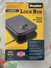 SnapSafe Large Lock Box 16-Gauge Steel Safe w/ 2 Keys & Cable • TSA Approved