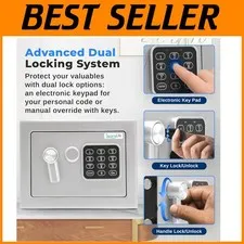 Compact Electronic Safe Box | Touch Pad Lockbox 2 Keys