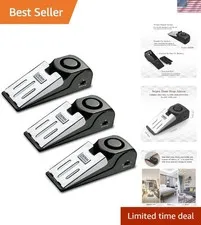 Door Stop Alarm with 120DB Siren Door Stop for Home & Travel Black Pack of 3