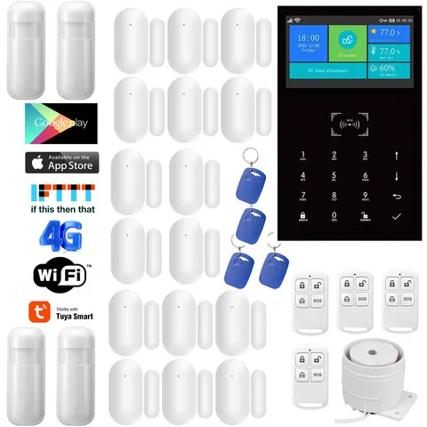 V60 Tuya APP WiFi+US/EU 4G GSM Wireless Home Security Alarm System+Alexa+Google