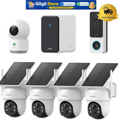 AI-Powered Wireless Security Kit: 3K Solar Cameras, 2K Doorbell & Night Vision