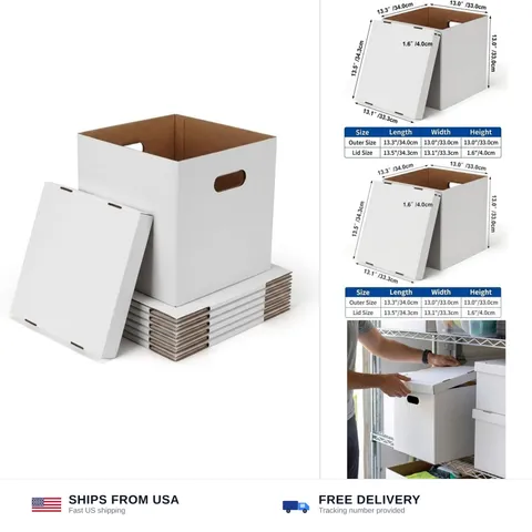 CRUGLA Vinyl Record Storage Boxes with Lids 7 Pack, 13 Inch Cube, Collapsible...