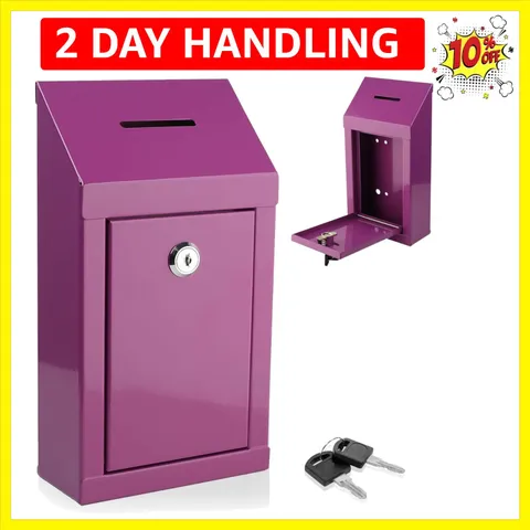 Metal Donation Box-Suggestion Box with Slot and lock-Cash Lock box for Money-...