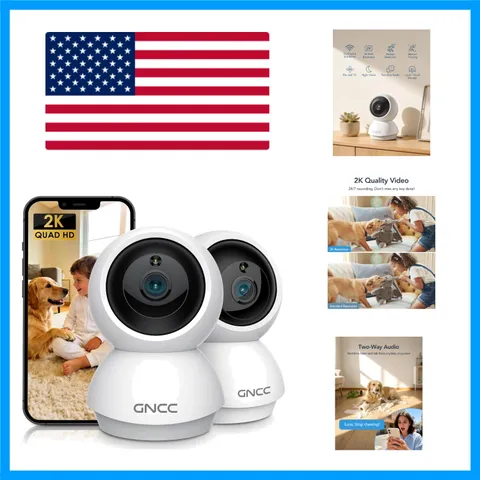 Dual 2K Indoor Security Cameras - Smart Motion Detection & Cloud Storage Options