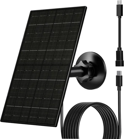 6W Solar Panel for Security Camera, Usb-C/Micro USB