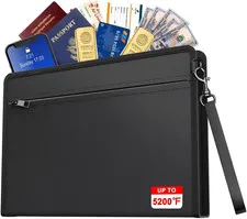 5200℉ Fireproof Money Bag,8.5”x5.7” Water Resistant and Fireproof Cash Bag with