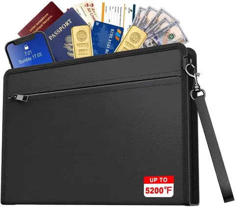 5200℉ Fireproof Money Bag,8.5”x5.7” Water Resistant and Fireproof Cash Bag with