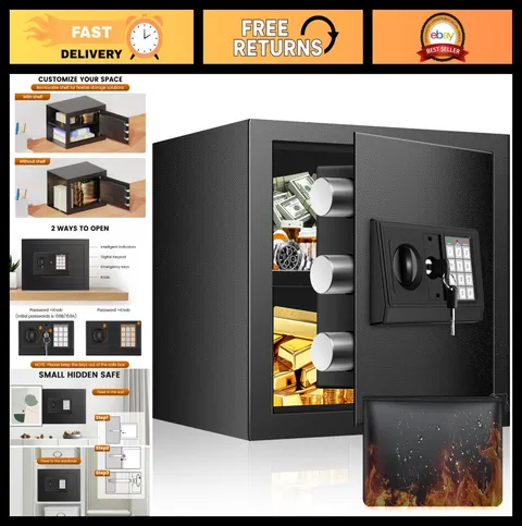 Fireproof Waterproof Home Safe Box 9.84'' H, Small Security Storage Solution