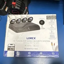 Lorex 4K Fusion DVR Wired Security System 5 Cameras Dual Warning Lights