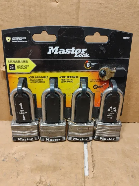 Master Lock 4-Pack Stainless Steel Padlock with 2-Keys # 1SSQLH