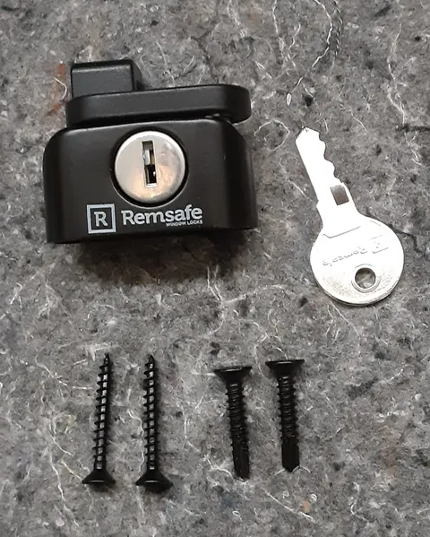 Remsafe Block Lock - Keyed Safety Lock for Sliding Windows - Black 
