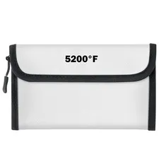 Fireproof Waterproof Document Bag - 5200°F Water Resistant Fire 7.9"x5" Portable
