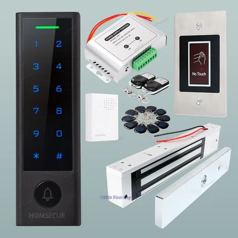 HOMSECUR Magnetic Door Lock Gate Access Control System Kit+Touchless Exit Button