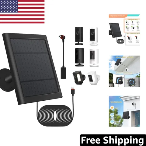 Compact Solar Charger for Ring Cameras - Monocrystalline Efficiency, 10FT Cable