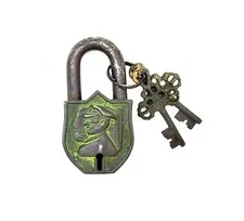 Handmade Vintage Style Rare Captain Design Functional Brass Padlock With 2 Keys
