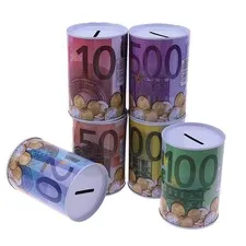 Euro Dollar Money Box Safe Cylinder Piggy Bank Banks For Coins Deposit Boxes-N8