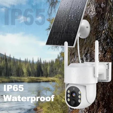 WHITE - NOAHEYE 4G LTE CELLULAR SOLAR SECURITY CAMERA WIRELESS OUTDOOR, NO WIFI