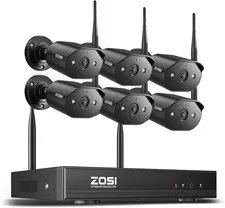 ZOSI 8CH 3MP 6PK Camera WiFi Security Camera System Two-Way Audio Outdoor IP66