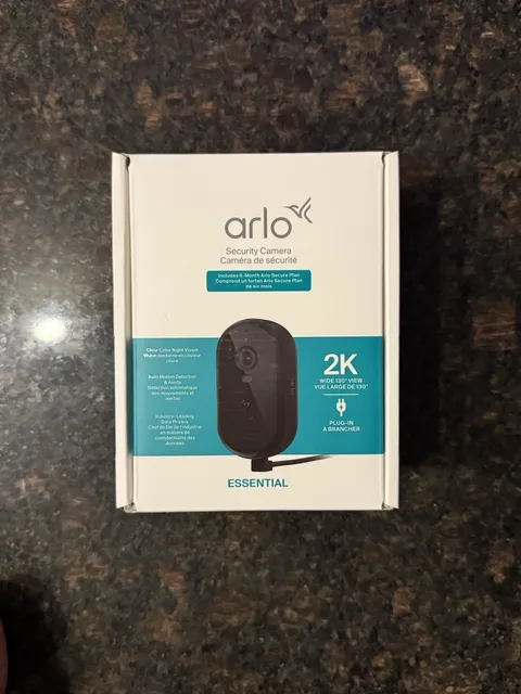 🔒 Arlo Essential 3 Outdoor 2K Security Camera Plug-In Powered w/ Color Night Vi