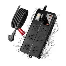 6FT Outdoor Waterproof Power Strip Surge Protector with 6AC Outlets... Fast Ship