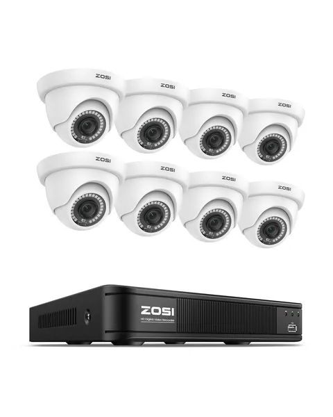 3K Lite Wired Security Camera System, 8 X 1080p Dome Cameras, NO HDD
