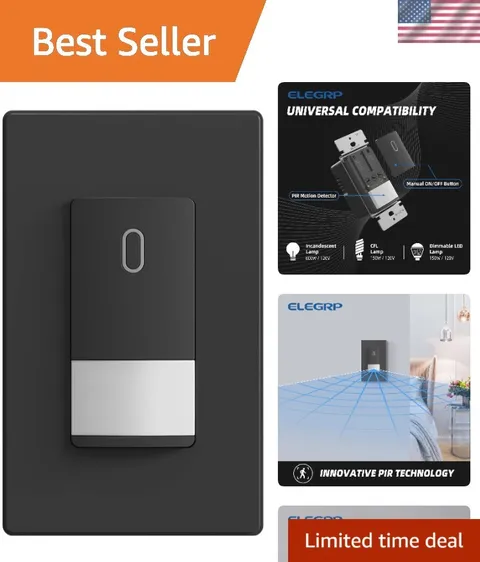 Occupancy Motion Sensor Light Switch, PIR Infrared Motion Activated Wall Swit...