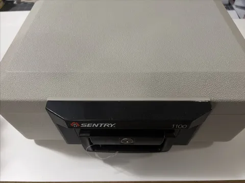 Sentry 1100 Fire Resistant Portable Safe Box with Key Lock for Valuables, Gray