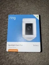 Ring - Spotlight Cam Plus Outdoor/Indoor Wireless 1080p Battery Camera - White