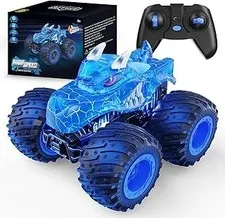 AUUGUU Remote Control Car, 2.4GHz Monster Trucks Toys with Light Spray, Birthday