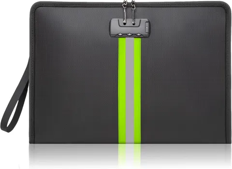 Fireproof Document Bag with Lock, Non-Itchy Silicone Coated Fire Resistant Money