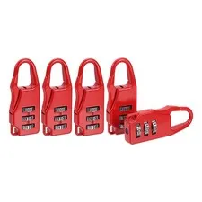 5Pcs Resettable 3 Digit Combination Lock Code Padlock, Red (55 x 21mm)