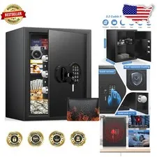 3.2 Cuft Fireproof Safe - Digital Lock, Anti-Theft Alarm, Waterproof Bag