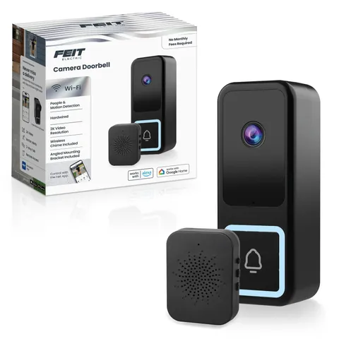 Feit Electric Smart Doorbell Camera, Wired 2K HD Video, Night Vision, Motion ...